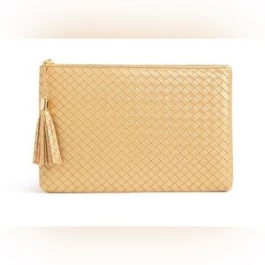 NWT Virginia Wolf Mimi Woven Faux Leather Pouch